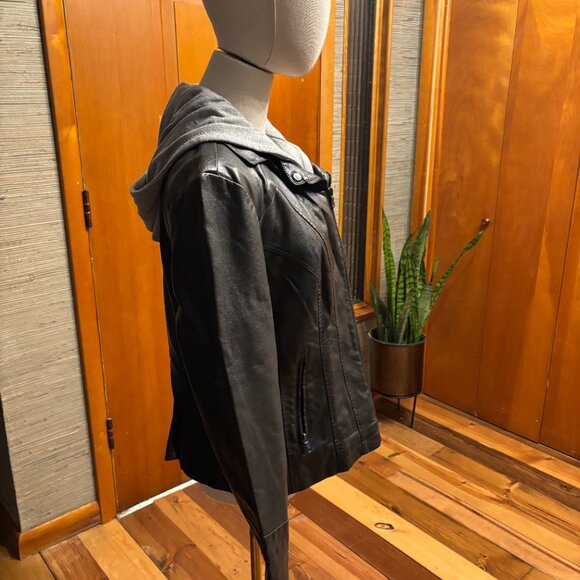 Roz & Ali Faux Leather Hooded Jacket - Picture 3 of 6